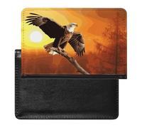Golden Sunset Bald Eagle Passport Holder,Compact Lightweight Waterproof Passport Cover, Portable Stylish Travel Wallet Accessories for Women Men