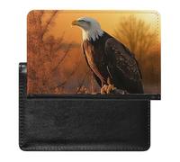 Golden Sunset Bald Eagle Passport Holder Cover Secure Travel Wallet PU Leather Credit Cards Passport Organizer Bag for Women Men, white, One Size, Modern