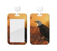Golden Sunset Bald Eagle Printed Card Badge Holder Id Badge Card Holder Badge Holders with Lanyards for Offices Staff Access Card Metro Card