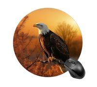 Golden Sunset Bald Eagle Round Mouse Pad Non-Slip Rubber Mouse Mat Portable Mousepad for Gamers Home Office Desk Accessories,7.8 Inch