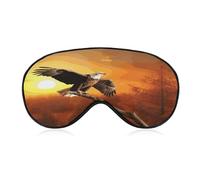Golden Sunset Bald Eagle Sleep Mask for Side Sleeper Light Blocking Night Blindfold Eye Shade Cover with Adjustable Strap Soft Breathable Zero Pressure Eye Masks for Travel Nap