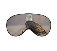 Golden Sunset Bald Eagle Sleep Mask Light Blocking Eye Cover Polyester Eye Mask with Elastic Strap Blindfold for Side Sleeper Sleeping Masks Face Hugging for Women Men Travel