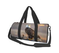 Golden Sunset Bald Eagle Travel Duffel Bag Sports Gym Bag, Lightweight Overnight Weekender Bag With Shoes Compartment Yoga Gym Sports Bag For Men Women