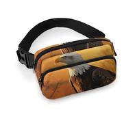 Golden Sunset Bald Eagle Waist Bag Large Capacity Fanny Pack Adjustable Belt Crossbody Bags Portable Waist Packs For Outdoors Traveling Casual Running