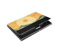 Golden Sunshine Green Mountain Ultra-thin slim business card holder With Leather & Stainless Steel case with card holder for Protects Your Cards