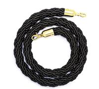 Golden Support a Rope for Crowd Control 2m Twisted Hemp Divider Cord Elegant Black Color Ideal for Event Spaces Weddings and Exhibitions.