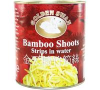 Golden Swan Bamboo Shoot Strips 2950g - Bulk Canned Asian Veggie Slices | Crisp canned bamboo shoot shreds. Bulk catering tin ideal for Chinese stir fry spring rolls ramen and noodle broths