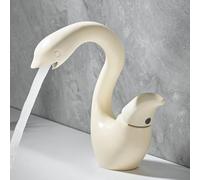 Golden swan Basin tap Full Copper Bathroom Cabinet washbasin hot and Cold tap Toilet Gun Gray, Milky White