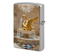 Golden Swan Lighter Case Metal Double-Sided Lighter Cover Pocket Lighters Sleeve Windproof Lighters Accessories for Men Women
