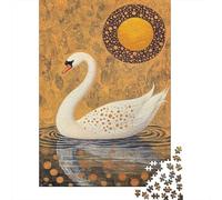 Golden Swan Reflections Jigsaw Puzzle for Adults, 1000 Pieces, 38x26cm/1000pcs; White Card with A Low-dust Finish; Relaxed Solo Time at Home