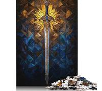 Golden Sword Stained Glass Puzzle DIY Game Paper Rectangular Jigsaw Puzzle for Boy Or Girl Birthday Present 1000pcs (75x50cm)