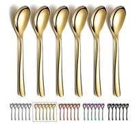 Golden Teaspoons 6 Pieces, Kyraton 14cm Stainless Steel Titanium Plating Gold Coffee Spoons Espresso Spoons, Dessert, Small Mini Set for Parties, Dishwasher Safe