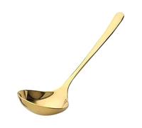 Golden Teaspoons - Stainless Steel Large Soup Spoon, Round Gold Dessert Spoons | Durable Kitchen Silver Dinner Spoons, Table Spoons For Cereal Soups Soba More