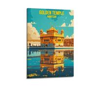 Golden Temple Amritsar Vintage Travel Art Poster Picture Print Wall Art Canvas Artworks Room Aesthetic 16x24inch(40x60cm)