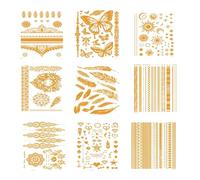 Golden Temporary Tattoos, Women's Flash Tattoos, Waterproof, for Festival Accessories, Party, Halloween