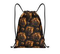 Golden Thunder Tiger Women Men Drawstring Bag Foldable Drawstring Backpack Durable Pe Bag For Swim Yoga Hiking