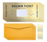 Golden Ticket Scratch Card Reveal, Scratch & Reveal Surprise Ticket, Scratch Cards for Writing Your Own Special for Birthday, Gifts for Girlfriends, Wives, Christmas Cards (4Pcs)