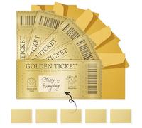 Golden Ticket Scratch-off, 5 Pcs Personalised Scratch Card for Writing Your Own, Scratch Card Reveal with Envelopes, Surprise Concert Ticket Reveal for Birthday Christmas Cards friends