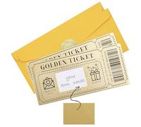 Golden Ticket Scratch-off Cards with Envelopes, 2 Pcs Scratch Reveal Surprise Ticket for Writing Your Own Special, Ideal Surprise Gift for Girlfriends, Wives, Valentine's Day Cards, Christmas Cards