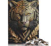 GOLDEN TIGER ART DECO Puzzles 500 Pieces Wooden Puzzles Puzzle Adult Jigsaw Puzzle for Home Decoration 500pcs (52x38cm)