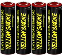 GOLDEN TIGER FIREWORKS RING PULL SMOKE GRENADES COLOURED FLARES FOR WEDDINGS PARTIES - Pack of 4 Colors (Yellow)