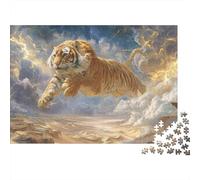 Golden Tiger in Stormy Sky Jigsaw Puzzles Puzzles for Adults Kids. 1000 Pieces Impossible Challenge Toy Educational Games Home Decoration for Adults& Kids Age 14 Years Up 70x50cm/1000pcs