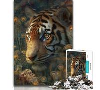 Golden Tiger Jigsaws Puzzles 1000 Pieces for Adults Gifts,Staycation Kill Time Every Piece Is Unique - Challenging Family Fun Game 38x26cm