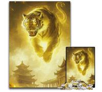 Golden Tiger Spirit Jigsaw Puzzles for Adults 1000 Piece Wooden Jigsaw Puzzles for Teenagers Family Fun DIY Brain Teaser Game Gift 1000 PCS(38x26cm)