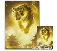 Golden Tiger Spirit Puzzle 1000 Pieces Jigsaw Wooden Jigsaw Puzzles for Adults Brain Challenge Game for Teenagers Family Interaction 1000 PCS(75x50cm)