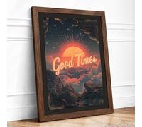 Golden Times Typography Framed Wall Art Print A3 (42×29.7cm) Walnut, Wall Decor for Living Room, Bedroom, Office & Home, Ready to Hang, Art Gift