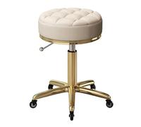 Golden Titanium Metal Bar Stool Adjustable Height Swivel Kitchen Chair with Wheels Round Bar Stools for Home Modern Design Ergonomic Comfort 5-Leg Stability
