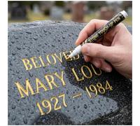 Golden Tombstone Marker Pen for Restoring Faded Grave Inscriptions, Mourning Stone Marking Pen, Quick Dry Gravestone Paint P En, Gravestone Marker Pe N, Waterproof Stone Touch Up P En (Gold)