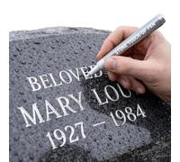 Golden Tombstone Marker Pen, for Restoring Faded Grave Inscriptions, Versatile Waterproof Stone Touch-Up Pen, Tombstone Marker Pen for Granite Headstones, Grave, Mug, Ceramic (Silver,1pc)
