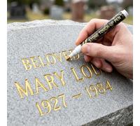 Golden Tombstone Marker Pen for Restoring Faded Grave Inscriptions, Waterproof and Weatherproof Stone Touch-up Paint Pen, Gold Marker for Gravestones and Memorials (Gold)