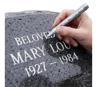 Golden Tombstone Marker Pen for Restoring Faded Grave Inscriptions, Waterproof Oil-Based Paint Pen, Quick-Dry Weather-Resistant Stone Touch-Up Marker for Gravestone Lettering&Monument Repair (Silver)