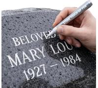 Golden Tombstone Marker Pen, for Restoring Faded Grave Inscriptions, Waterproof Stone Touch-up Pen, Strong Coverage, Ideal for Gravestone Lettering and Memorial Inscriptions (Silver)