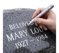 Golden Tombstone Marker Pen, for Restoring Faded Grave Inscriptions, Waterproof Stone Touch-up Pen, Strong Coverage, Ideal for Gravestone Lettering and Memorial Inscriptions (Silver)