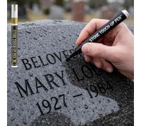 Golden Tombstone Marker Pen for Restoring Faded Inscriptions - Waterproof Stone Touch-Up Pen, Strong Coverage,Markers for Granite Headstones, Grave, Mug, Ceramic (Black)