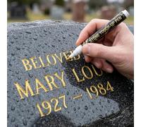 Golden Tombstone Marker Pen, Outdoor Stone Monument Paint Pen, Waterproof Sunproof Paint Marker for Restoring Faded Grave Inscriptions, Ideal for Gravestone Lettering Memorial Inscriptions (Gold)