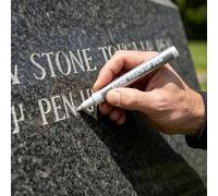 Golden Tombstone Marker Pen, Outdoor Stone Monument Paint Pen, Waterproof Sunproof Paint Marker for Restoring Faded Grave Inscriptions, Ideal for Gravestone Lettering Memorial Inscriptions (Silver)