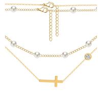Golden Tones Pearl Choker Necklace Set Stylish Layered Design with Classic Pearl Pendant, Perfect for Weddings, Parties, and Women’s Fashion Accessories, 15inch