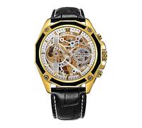 Golden Top Brand Luxury Auto Mechanical Watch Men Stainless Steel Strap Skeleton Dial Fashion Business Wristwatches