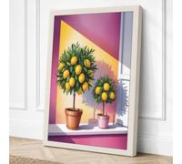 Golden Topiary Corner Modern Canvas Wall Art Print 30x20 Inch | Cream