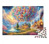 Golden Train near A Balloon Heart 1000 Piece Jigsaw Puzzle Whimsical Train Perfect Present for Boys, Girls, Men & Women 38x26cm/1000pcs