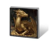 Golden Treasure Dragon Cute Button Pins Square Badge Cool Personalised Pattern Brooches for Bag Hat