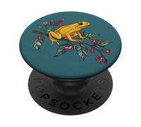 Golden Tree Frog on Blooming Branch Amphibian Wildlife Art PopSockets Adhesive PopGrip