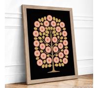 Golden Tree of Thought Minimalist Framed Wall Art Print A2 (59.4×42cm) Oak, Wall Decor for Living Room, Bedroom, Office & Home, Ready to Hang, Art Gift