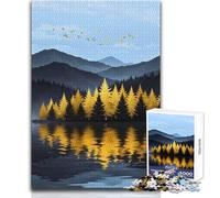 Golden Trees Reflecting in Lake Jigsaws 1000 Pieces for Teenagers Educational Play for Skill Growth for Special Moments Size 50x75cm