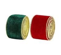 Golden Trimmed Decoration Luxurious Christmas Ribbon Beautiful Gift Wrapping for Seasonal Wreaths and Crafting Flocking Ribbon
