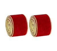 Golden Trimmed Decoration Luxurious Christmas Ribbon Beautiful Gift Wrapping for Seasonal Wreaths and Crafting Flocking Ribbon